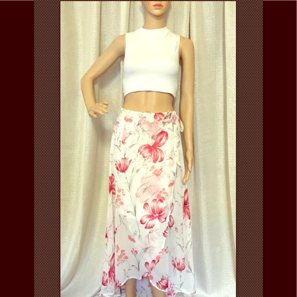 Mahina High Low Hawaiian Floral Maxi Skirt